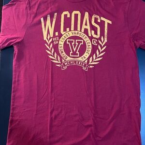 “West Coast Varsity” tee Old Navy Maroon and Gold Graphic Tee